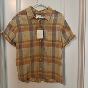 Thread and Supply, pearl top, yellow, and clay plaid